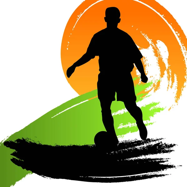 Silhouette Footballeur Avec Fond Grunge Coloré — Image vectorielle