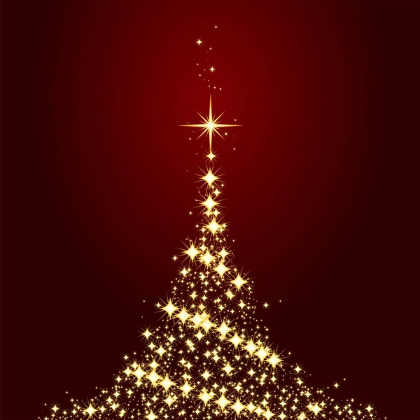Рождественская Елка Темном Фоне Звездами Векторная Иллюстрация — стоковый вектор