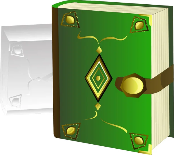 Libro Con Una Cubierta Verde — Vector de stock