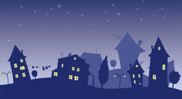 Ночь Хэллоуина Сцена Векторным Дизайном Дома — стоковый вектор