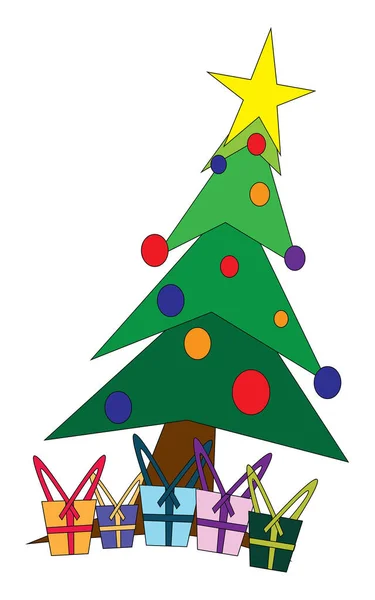 Χριστουγεννιάτικο Δέντρο Δώρα — Διανυσματικό Αρχείο