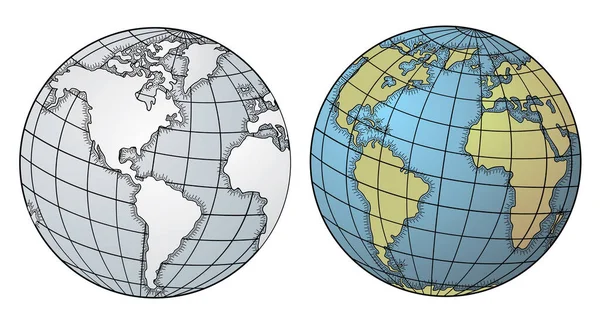 Dünyanın Dünya Haritası Dünyanın Küresel Yansıması — Stok Vektör