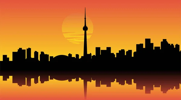 Silhouette Dello Skyline Toronto Tramonto — Vettoriale Stock