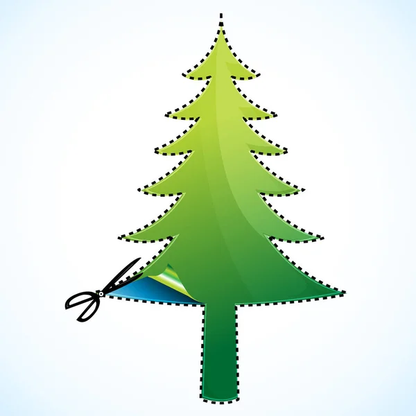 Vánoční Stromeček Řezání Vektorové Ilustrace — Stockový vektor