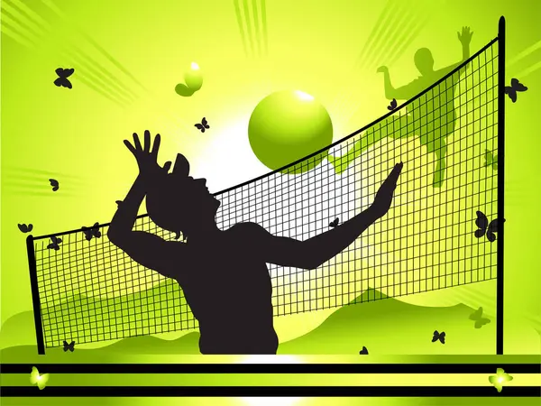 Joueur Volley Ball Fond Vectoriel Action — Image vectorielle