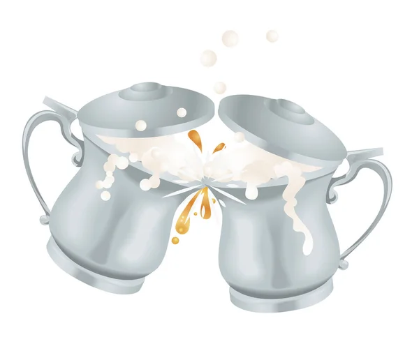 Splash Milk Mugs Vector Illustration — Stock Vector