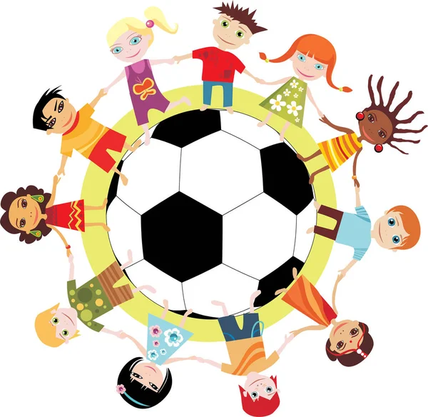 Kinder Spielen Fußball Vektor Illustration — Stockvektor