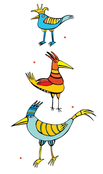 Set Cartoon Birds Vector Illustration — Stock Vector