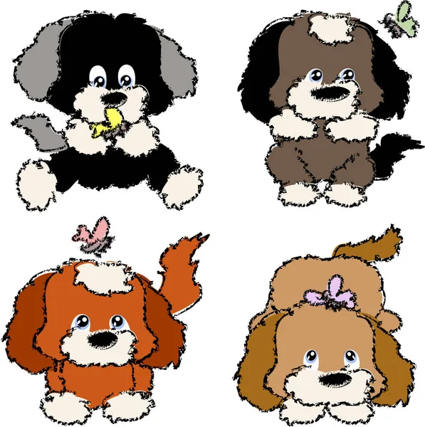 Набор Милых Собак Векторные Иллюстрации — стоковый вектор