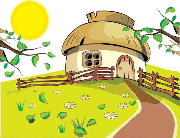 Maison Rurale Illustration Vectorielle — Image vectorielle