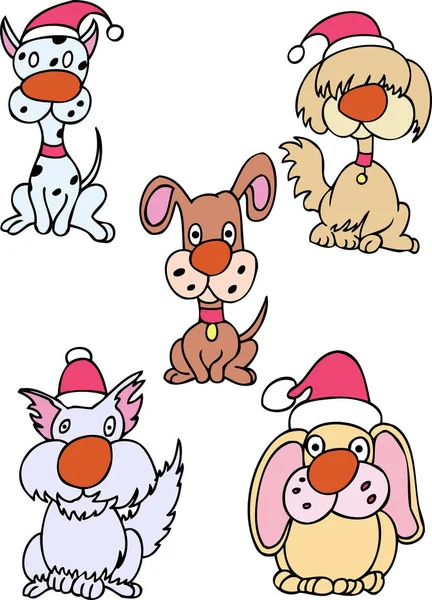 Zeichentrick Set Von Hunden Vektor Illustration — Stockvektor