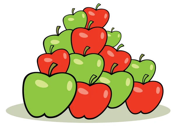 Vector Dibujos Animados Manzanas Frescas Sobre Fondo Blanco — Vector de stock