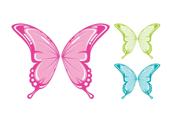 Uppsättning Fjärilar Isolerad Illustration — Stock vektor