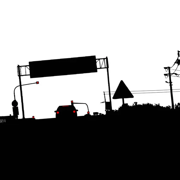 Silhouette Route Sur Fond Ville — Image vectorielle