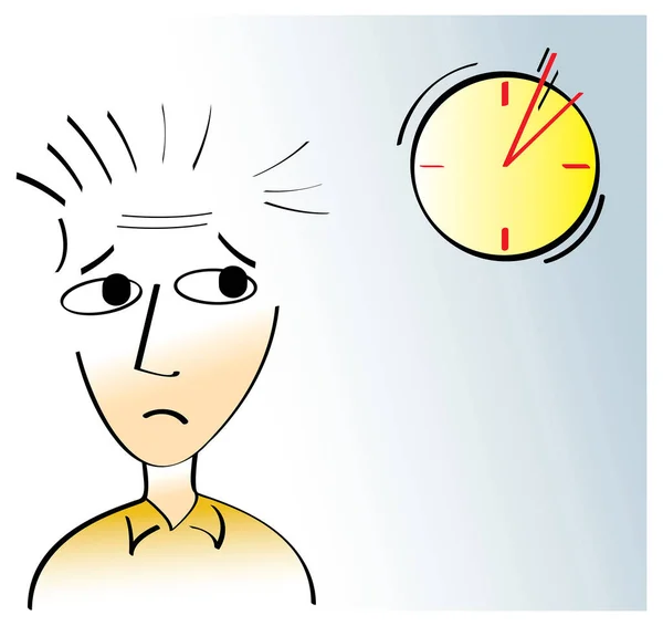 Homme Triste Chemise Blanche Avec Horloge — Image vectorielle