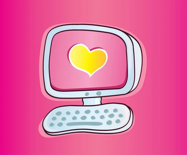 Hjärta Kärlek Datorskärmen — Stock vektor