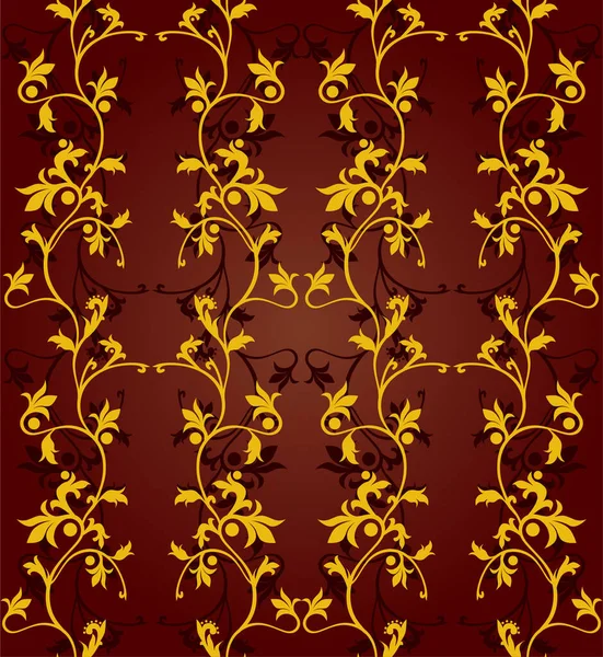 바로크 다마스크 패턴입니다 갈색과 직물을 호화스러운 짜임새 포장지 — 스톡 벡터