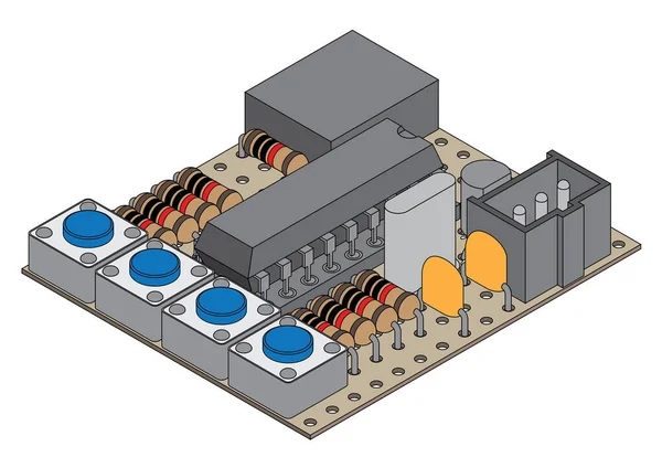 Elektronische Leiterplatte Mit Prozessor — Stockvektor
