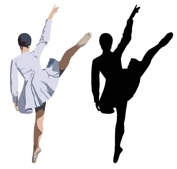 Silhouette Couple Dancing Ballet — Stock Vector