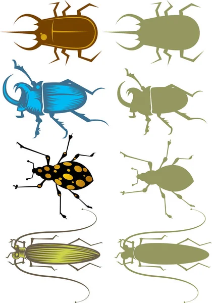 在白色背景上隔离的一组不同的昆虫 — 图库矢量图片