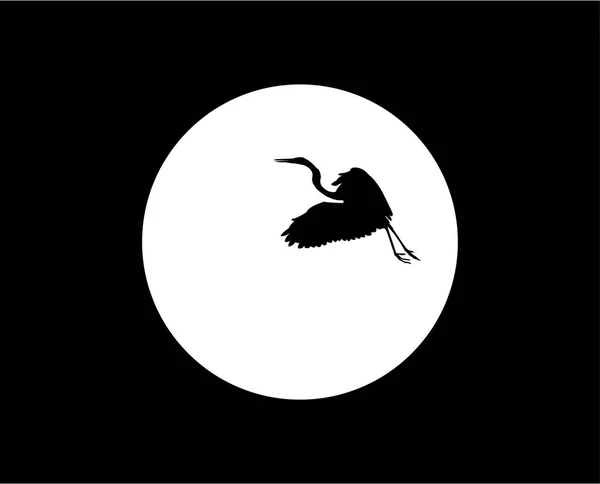 Silhouette Eines Storchs Auf Schwarzem Hintergrund — Stockvektor