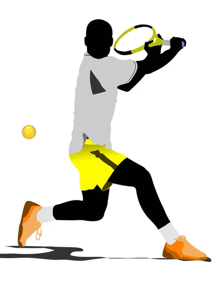Vector Tenis Jugador Silueta Ilustración Aislado Sobre Fondo Blanco — Vector de stock