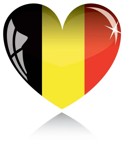 Coeur Avec Drapeau Belgique — Image vectorielle