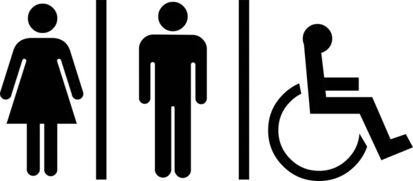 Een Toiletbord Met Een Man Een Rolstoel Een Vrouw Een — Stockvector