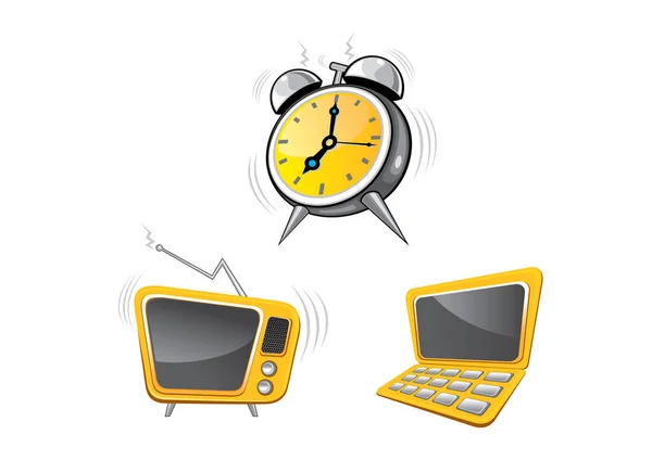 Uhr Laptop Und Laptop — Stockvektor
