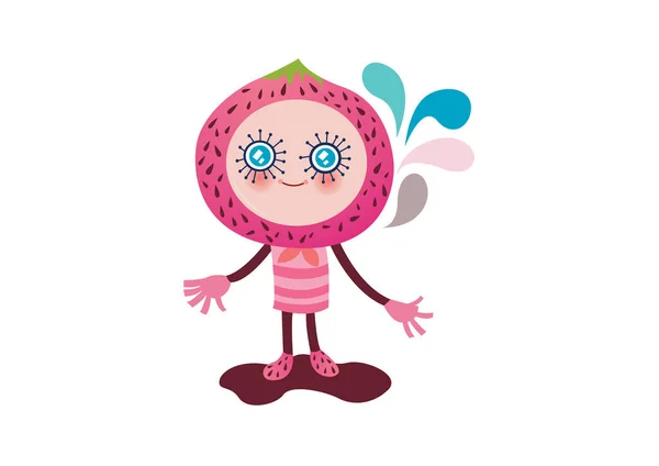 一个身穿粉色衣服头戴绿色帽子的卡通人物 — 图库矢量图片