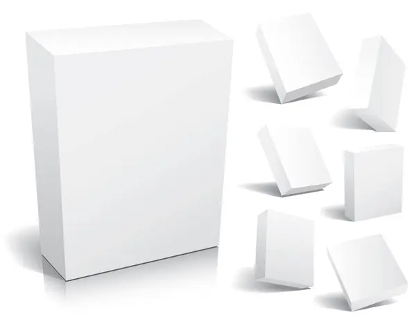 一个白色的盒子 有六个不同的角度和一些碎片 — 图库矢量图片