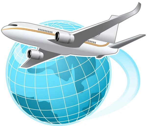 Ilustração Vetorial Mapa Mundo Avião —  Vetores de Stock
