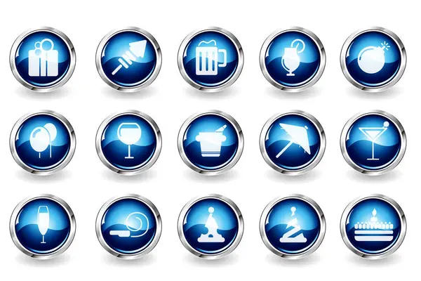 Conjunto Iconos Botón Web Azul — Vector de stock