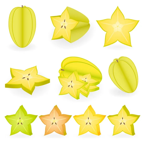 Set Star Fruit Vector Illustration — Stock Vector