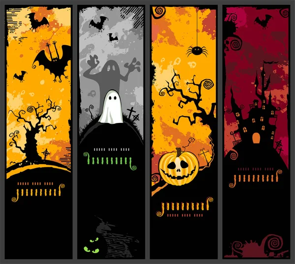 Ensemble Bannières Fête Halloween — Image vectorielle