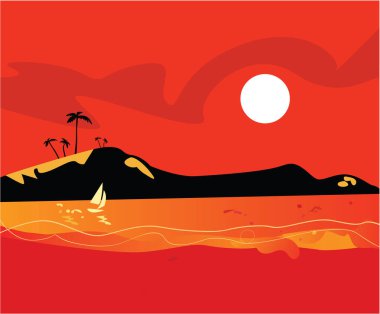 Sahilde gün batımı