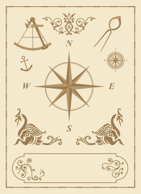 denizcilik kart vektör çizimi 