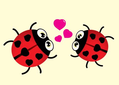 vektör sevimli çizgi film uğur böcekleri aşık 