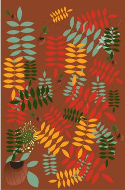 Sonbahar yaprakları arka plan. Çizgi film tarzında vektör illüstrasyonu.