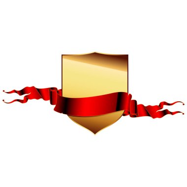 Altın çerçeveli kırmızı kurdele bayrağı