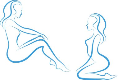 kadınların beyaz arka plan üzerinde Vector silhouettes