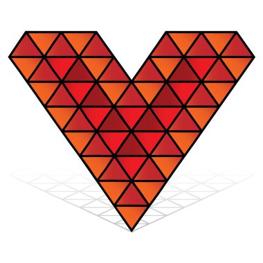 Beyaz arka planda renkli üçgen kalp. modern vektör illüstrasyonu