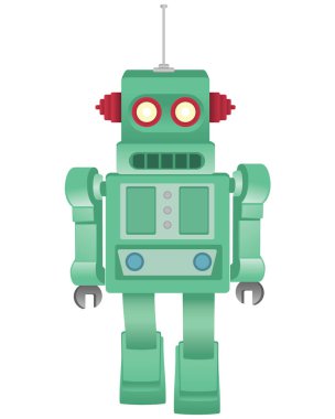 vektör çizgi filmi yeşil robot beyaz arkaplanda izole edildi