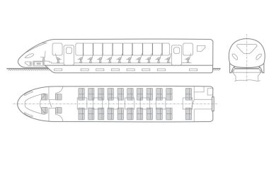 Tren çizimi, ulaşım konsepti, vektör