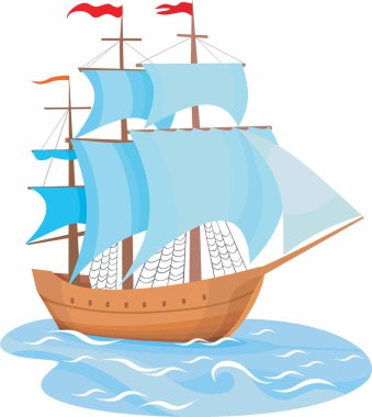 sailing ship. cartoon vector illustration isolated on white clipart