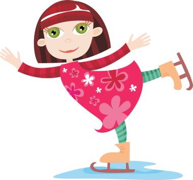 kız buz pateni vektör illüstrasyonu 