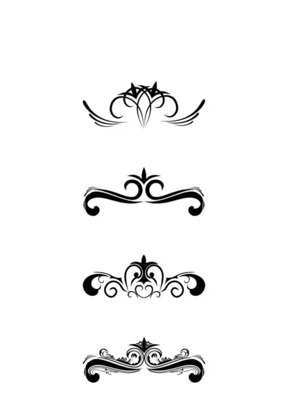 Set Vektor Dari Elemen Desain Kaligrafi Diisolasi Latar Belakang Putih - Stok Vektor