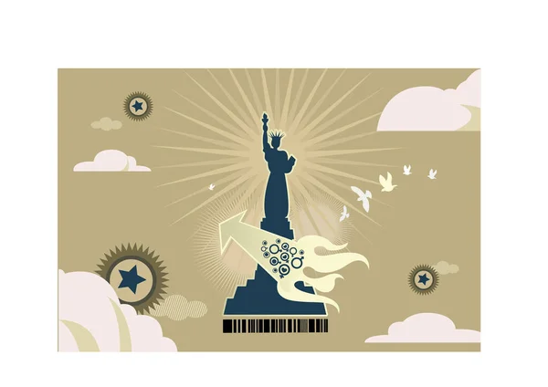 Estátua Dos Eua Estátua Liberdade Cidade Nova Iorque Ilustração Vetorial —  Vetores de Stock