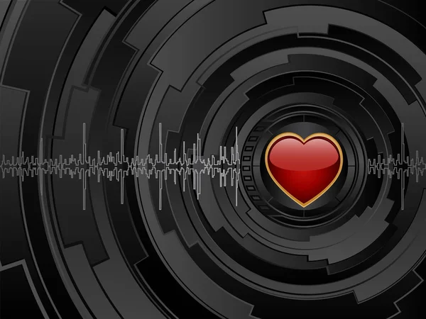 Καρδιά Ηχητικό Κύμα Φόντο — Διανυσματικό Αρχείο