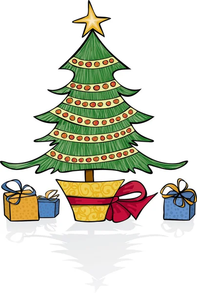 Χριστουγεννιάτικο Δέντρο Κουτιά Δώρων — Διανυσματικό Αρχείο